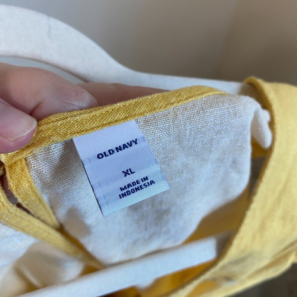 Old Navy Sleeveless Linen Yellow Floral Romper XL - Picture 7 of 9